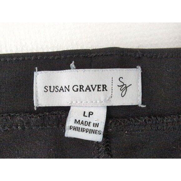 Susan Graver Milano Knit Jean Style Pull On Pants Womens L Petite Black Stretch - Picture 5 of 10